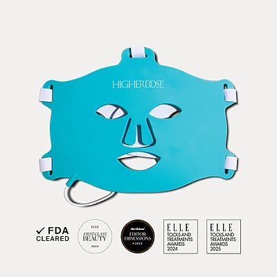 HigherDOSE red light LED facial mask on white