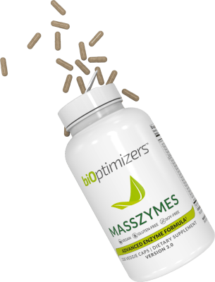 BiOptimizers MassZymes advanced digestive enzyme supplement bottle