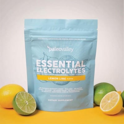 Paleovalley Essential Electrolytes Lemon Lime supplement bag