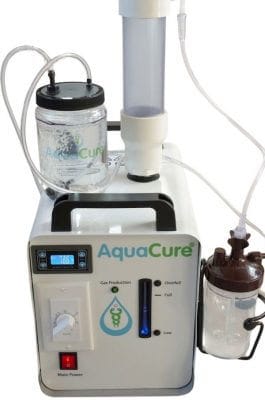 Aquacure brown's gas machine aids in fast muscle recovery by delivering a hydrogen-oxygen mixture that enhances cellular processes and reduces oxidative stress