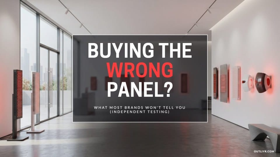 Red light therapy panels displayed in a bright modern showroom