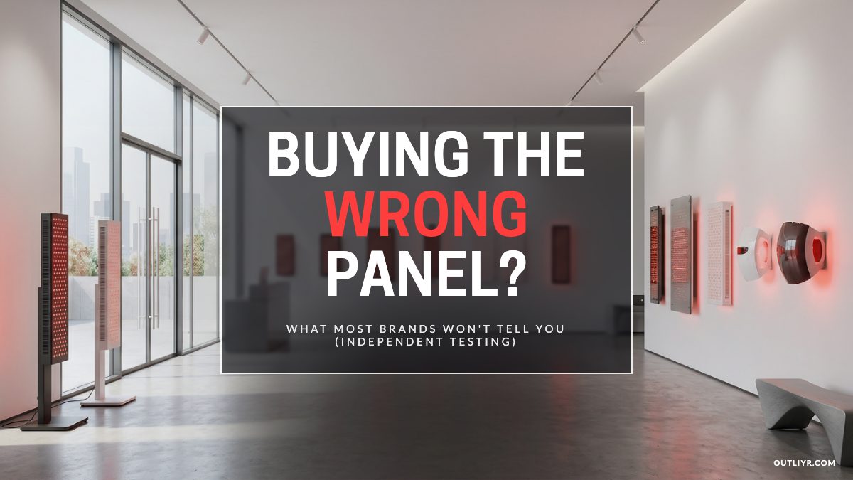 Red light therapy panels displayed in a bright modern showroom