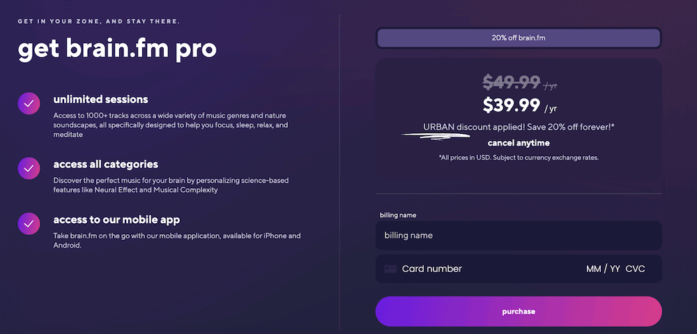 Brainfm Discount Code Pricing product image