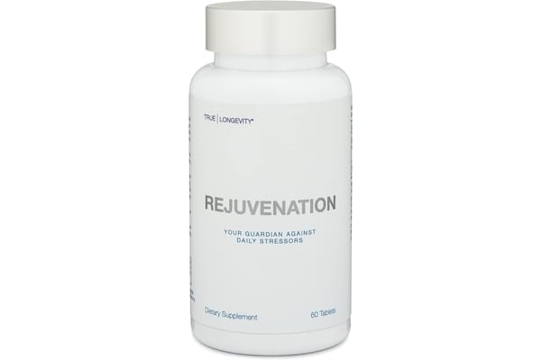DrinkHRW Rejuvenation molecular hydrogen in a 60-tablet white plastic bottle