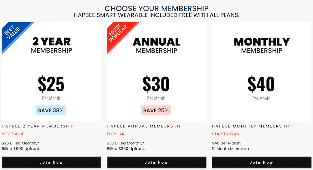 Hapbee Wearable Membership Pricing product image