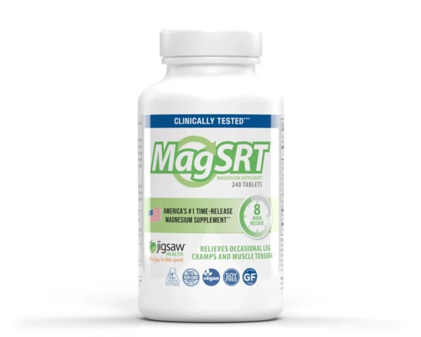Jigsaw Health MagSRT sustained-release magnesium supplement bottle