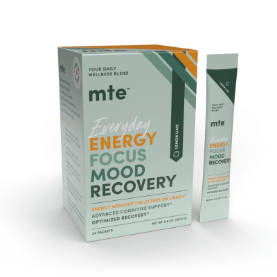 MTE adaptogenic energy drink box with stick packet