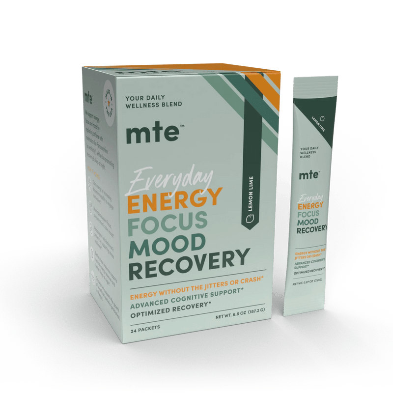 MTE adaptogenic energy drink box with stick packet