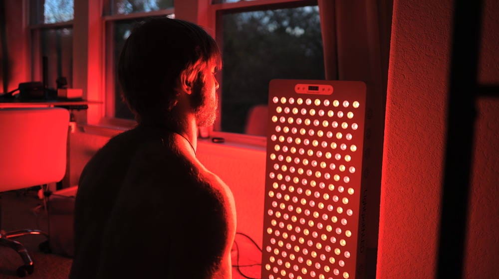 Nick Urban during his red light therapy session