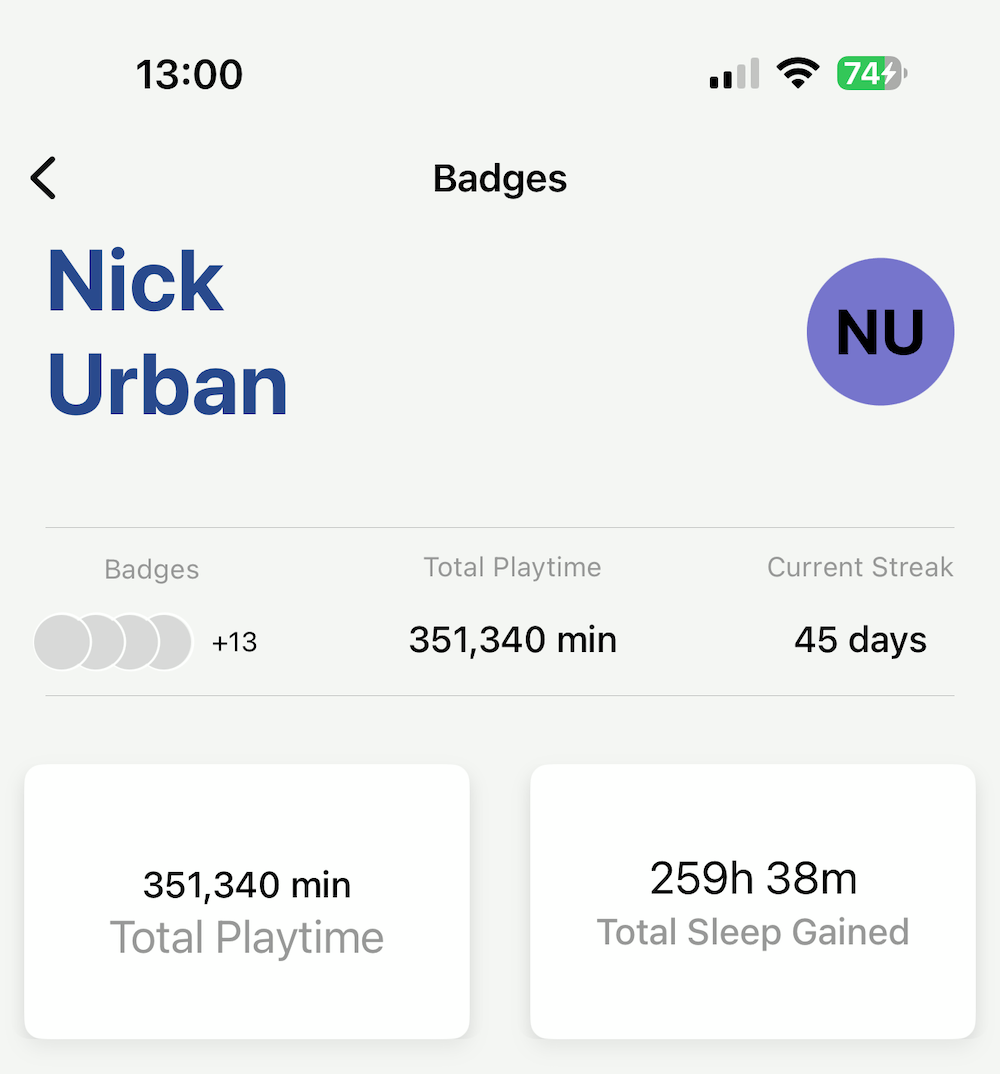 Nick Urban's Recovery & Sleep Stats Using Apollo Neuro Wearable Device