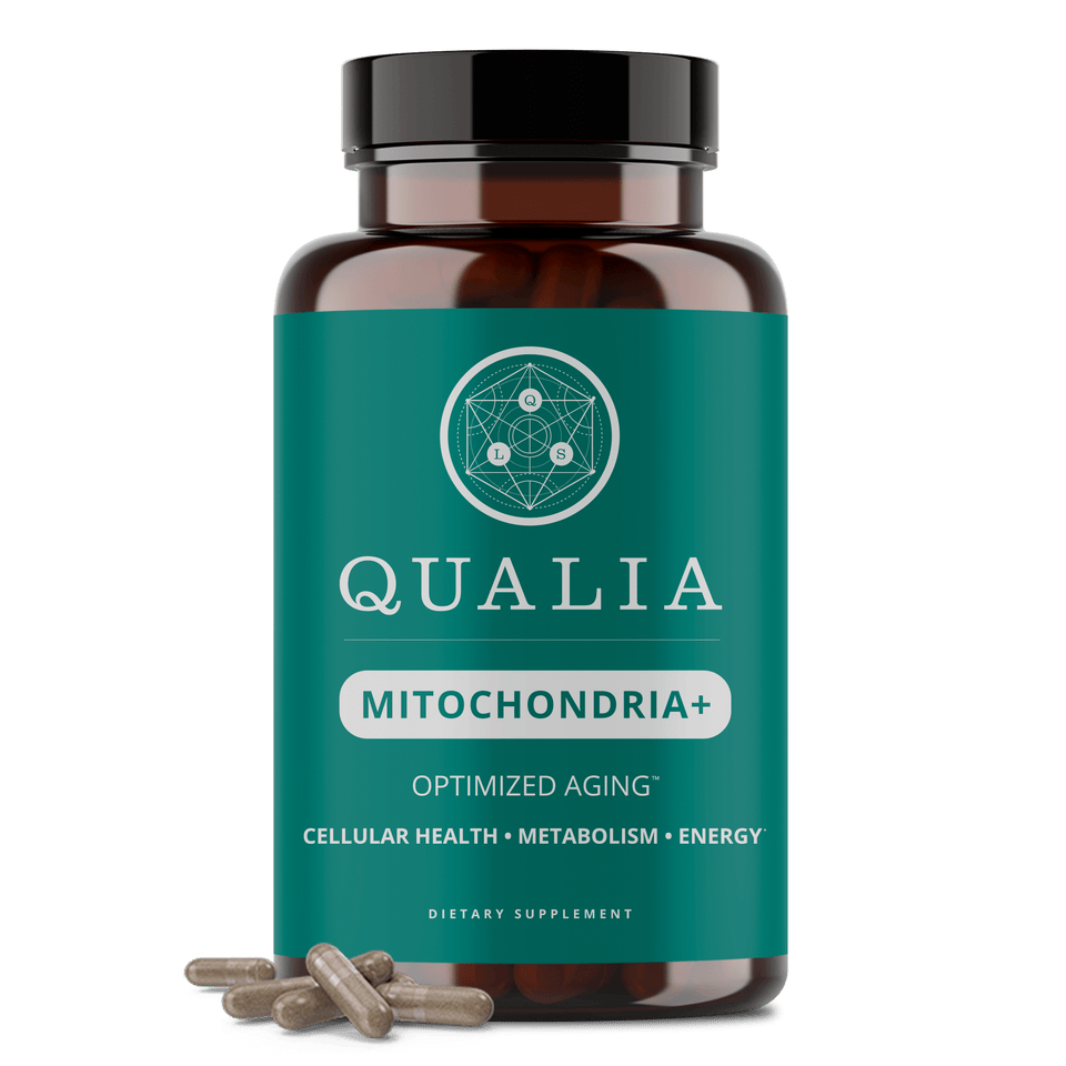 Qualia Mitochondria+ 34-ingredient cellular energy supplement bottle