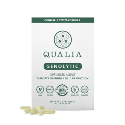 Qualia Senolytic supplement box by Neurohacker Collective