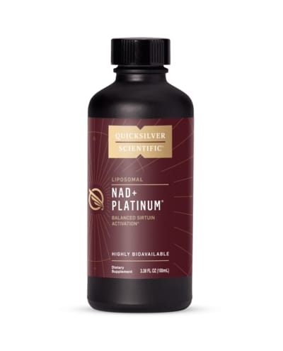 QuickSilver Scientific NAD+ Platinum liposomal supplement bottle