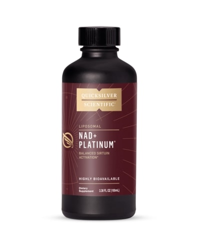 QuickSilver Scientific NAD+ Platinum liposomal supplement bottle