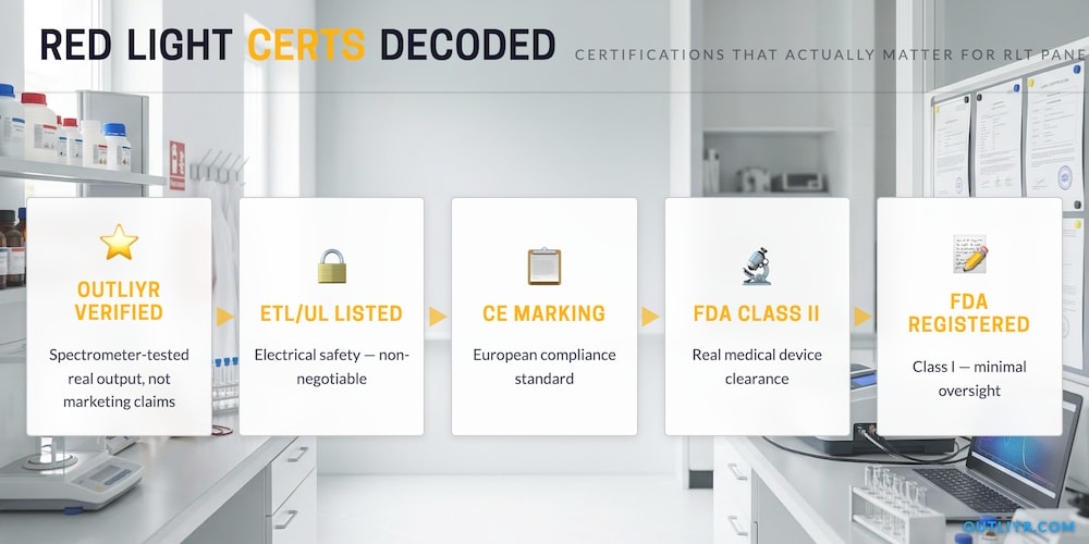 The most important certifications for red light therapy devices and panels