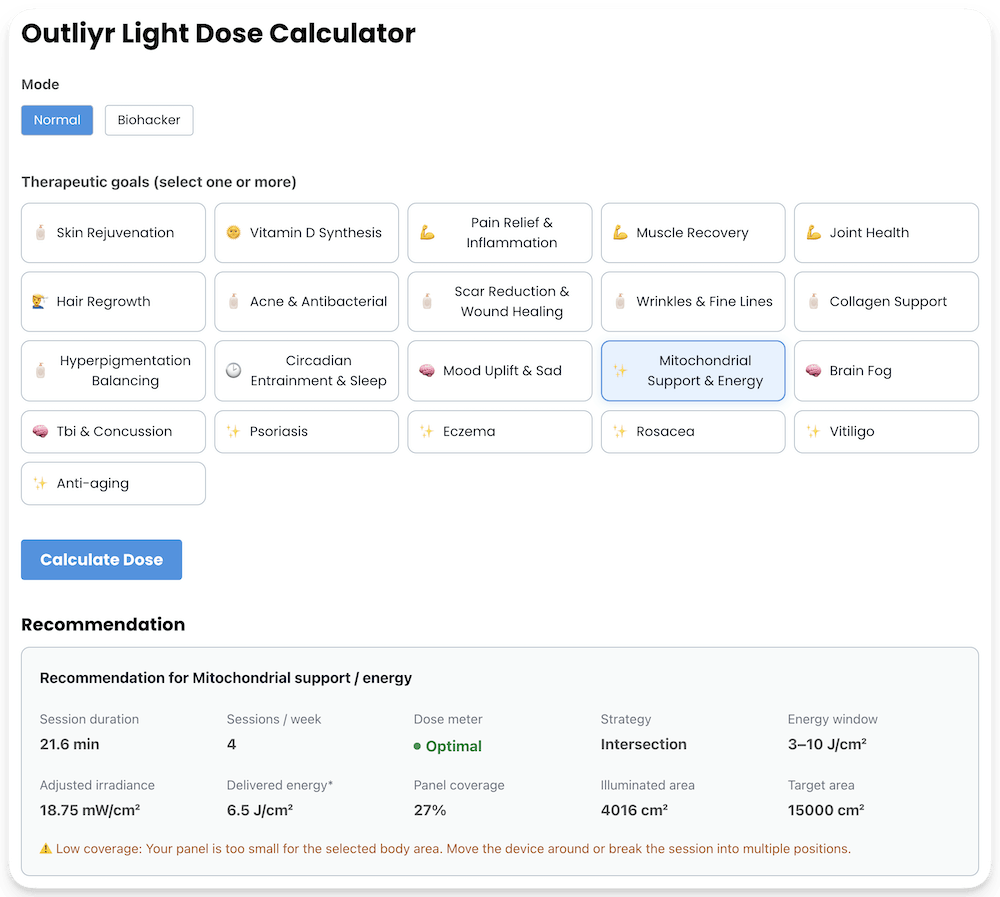 Red Light Therapy Dose Calculator
