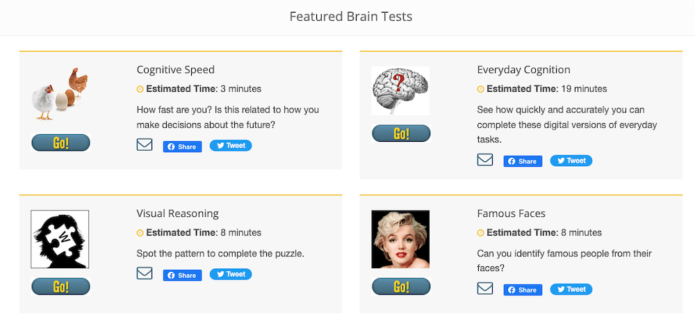 Test My Brain Org Cognitive Tests