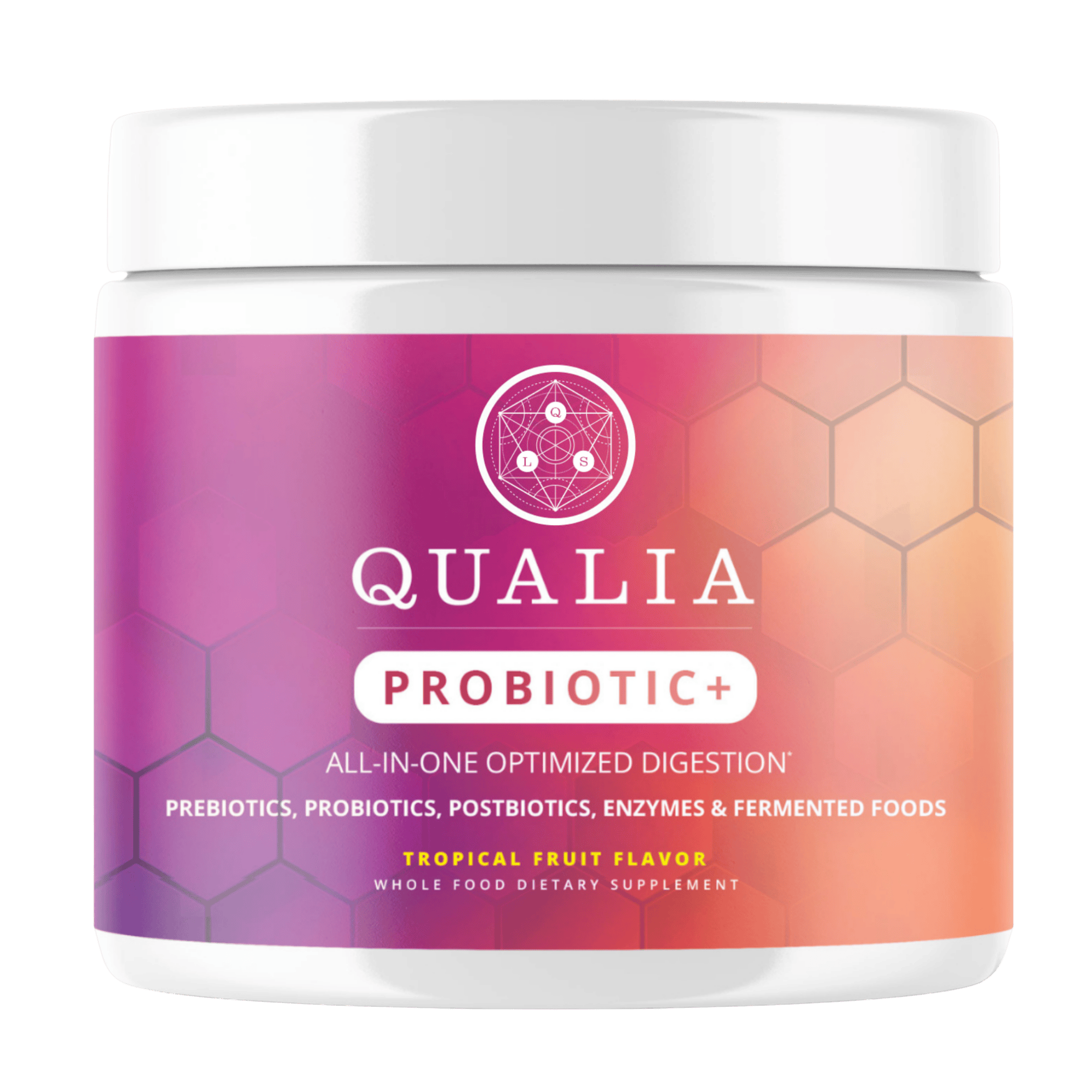 Qualia Probiotic+ synbiotic gut health supplement bottle