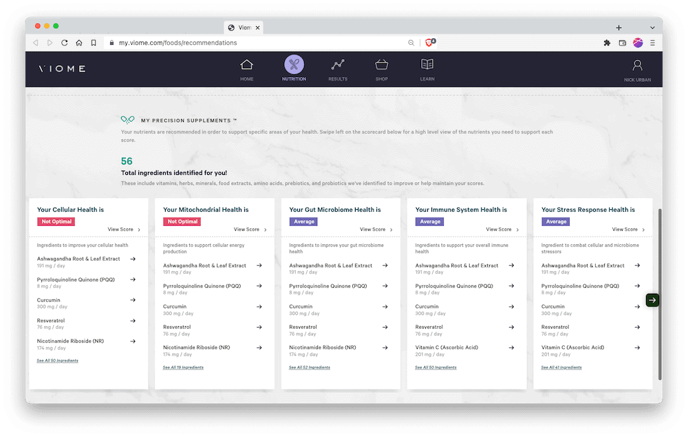 Viome Precision Supplement Recommendations