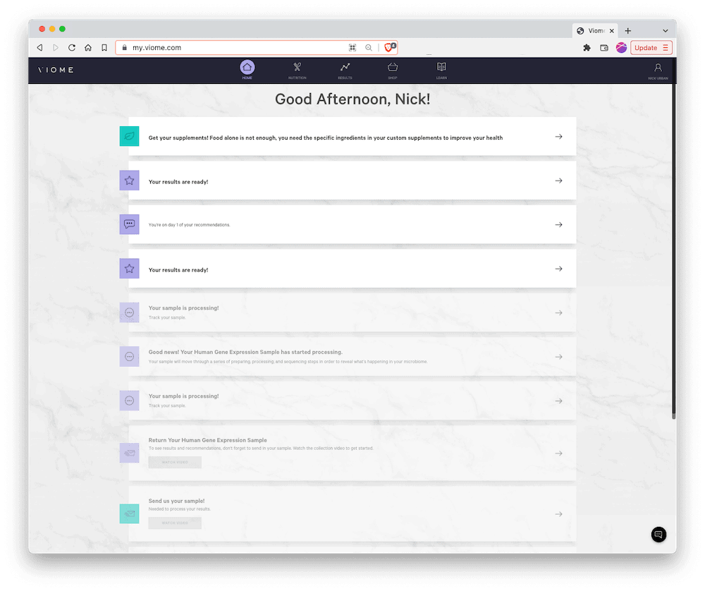 Viome Process Overview Dashboard